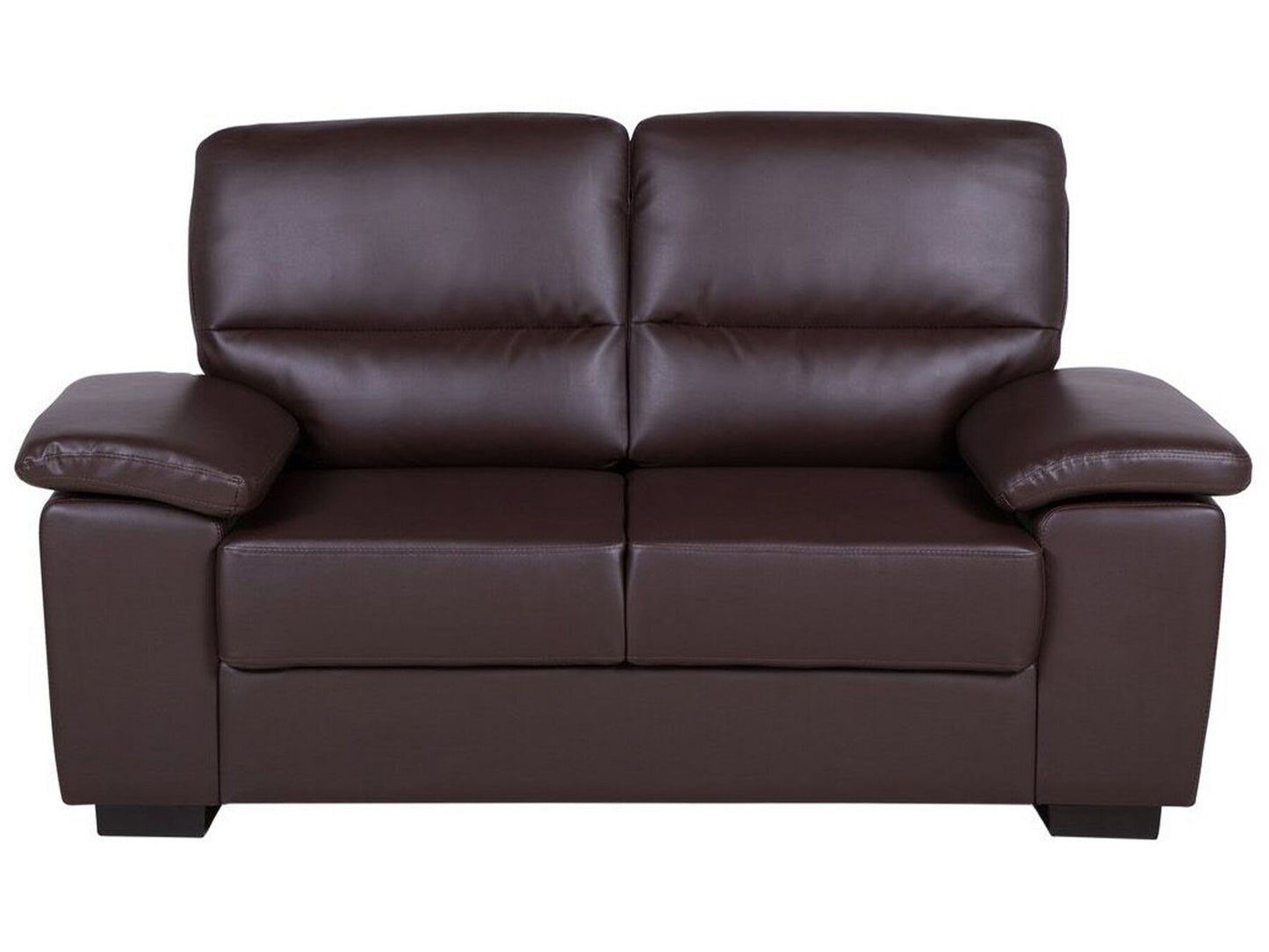 2 seater faux leather sofa brown vogar