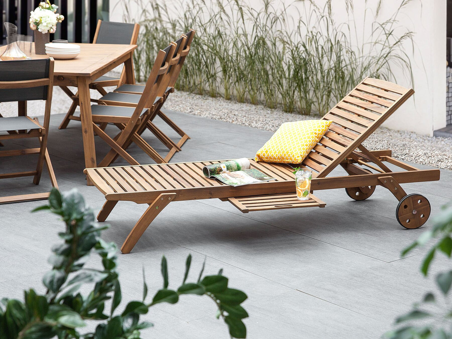 Wooden Reclining Sun Lounger CESANA
