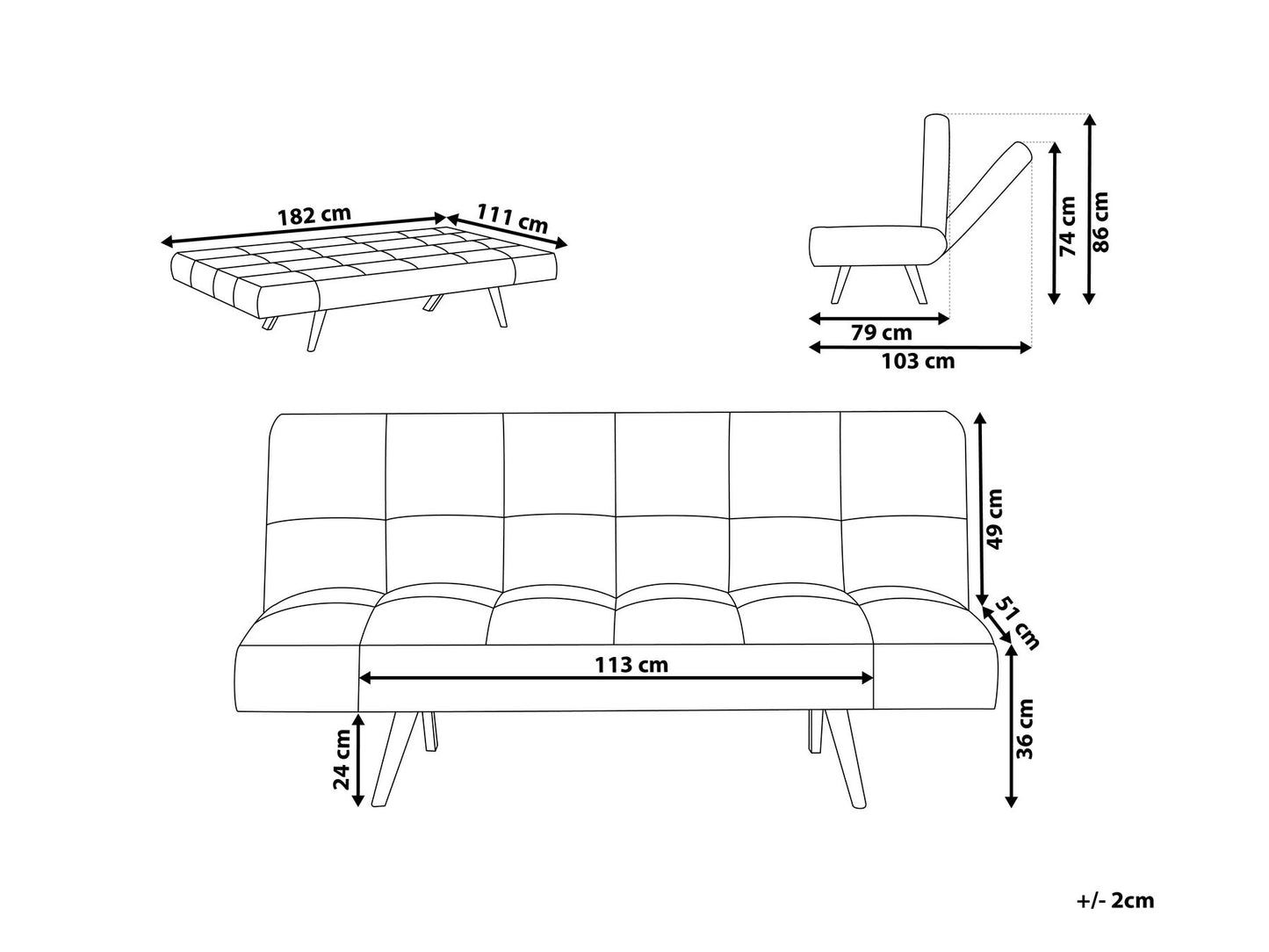Fabric Sofa Bed Multicolour Patchwork INGARO