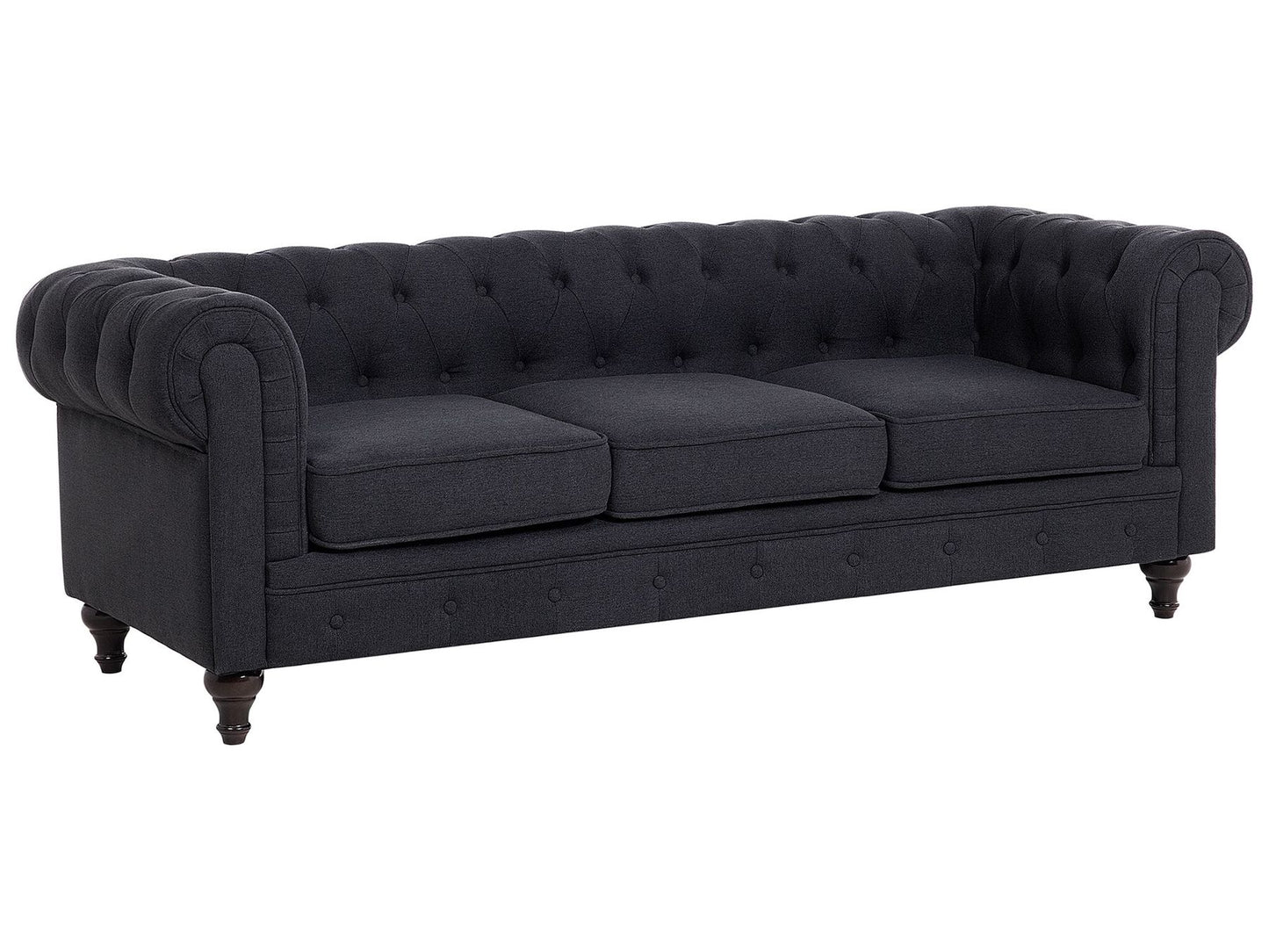 3 seater fabric sofa graphite grey chesterfield