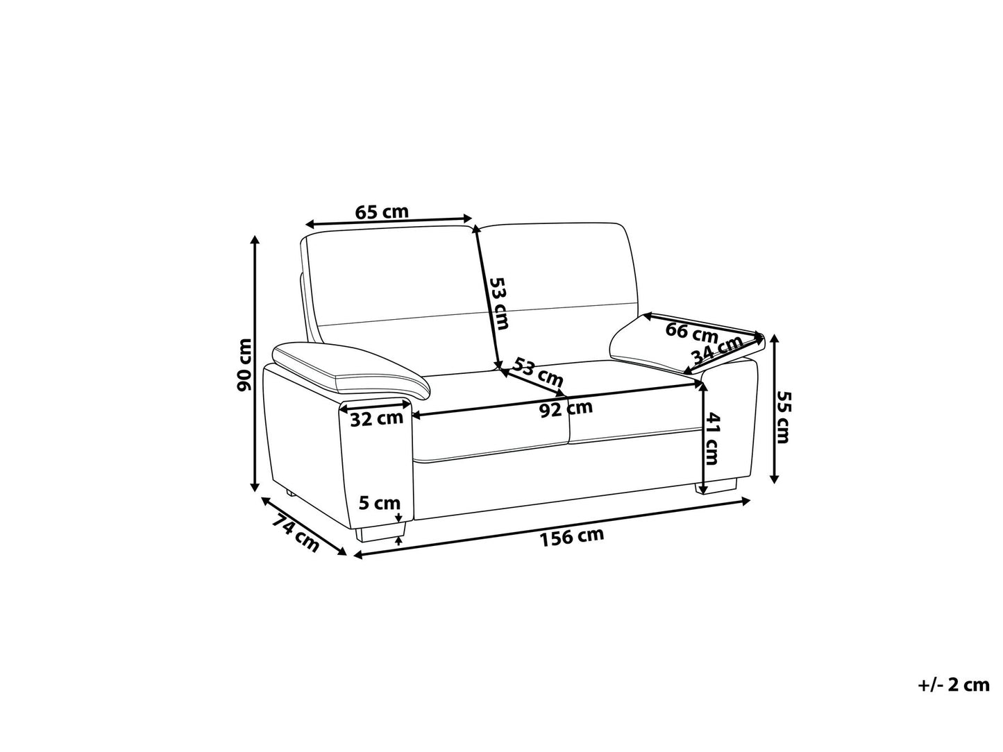 2 seater faux leather sofa brown vogar