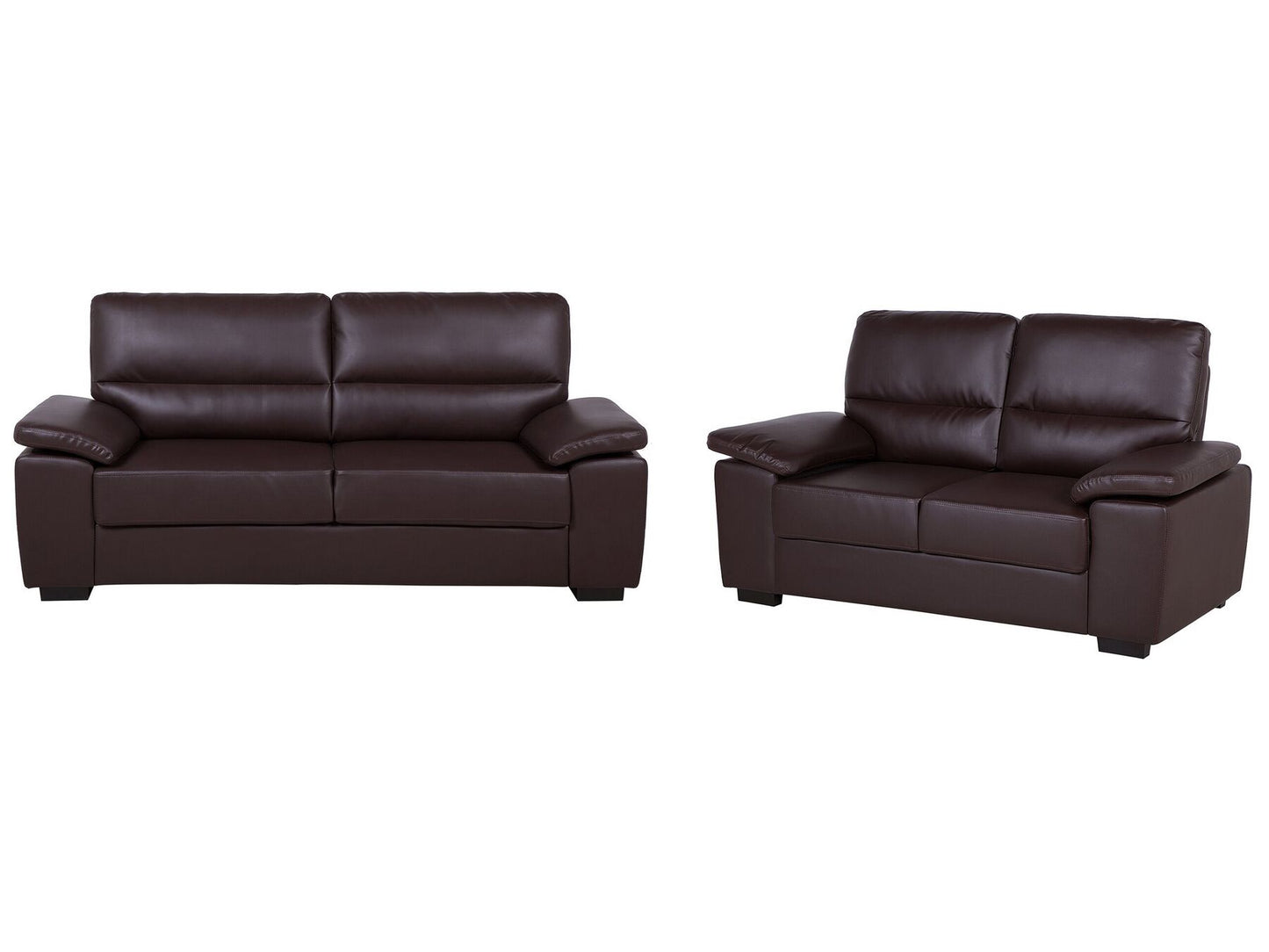 2 seater faux leather sofa brown vogar