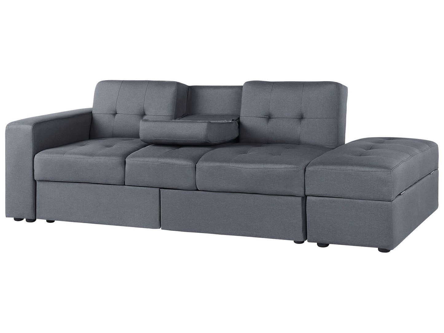 Sectional Sofa Bed with Ottoman Dark Grey FALSTER