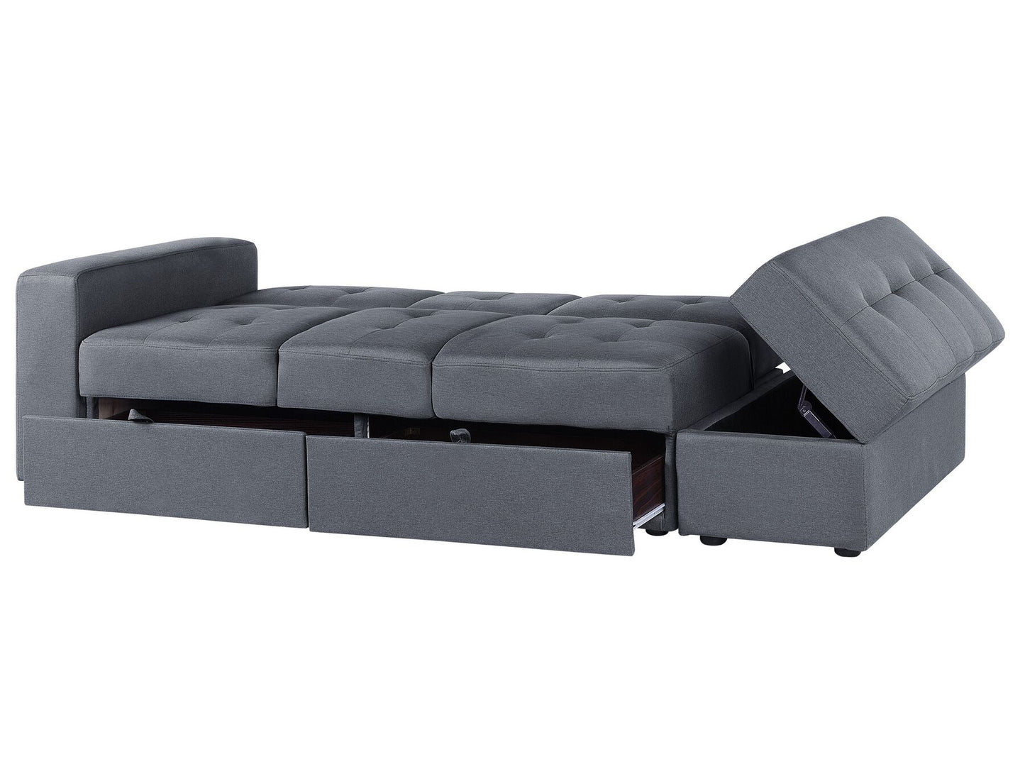 Sectional Sofa Bed with Ottoman Dark Grey FALSTER