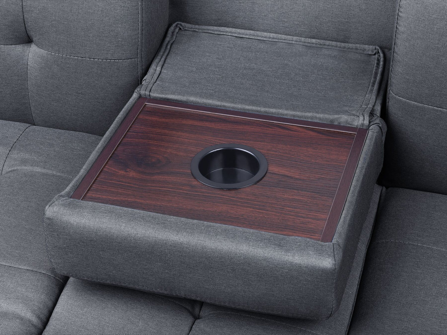Sectional Sofa Bed with Ottoman Dark Grey FALSTER