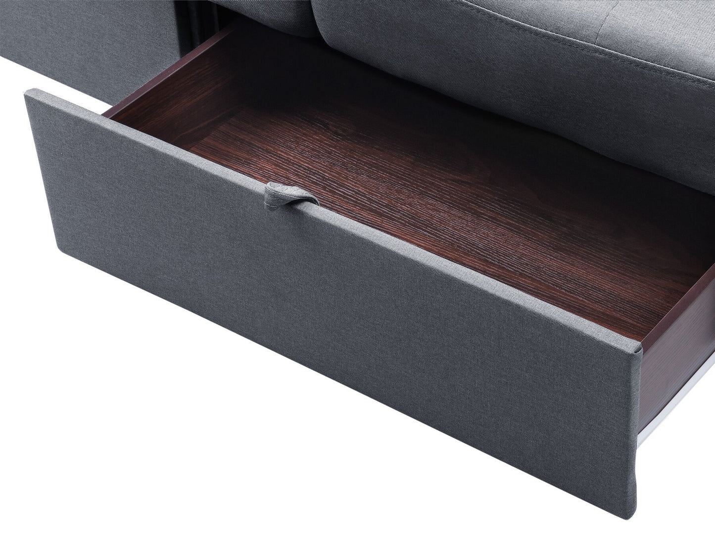 Sectional Sofa Bed with Ottoman Dark Grey FALSTER