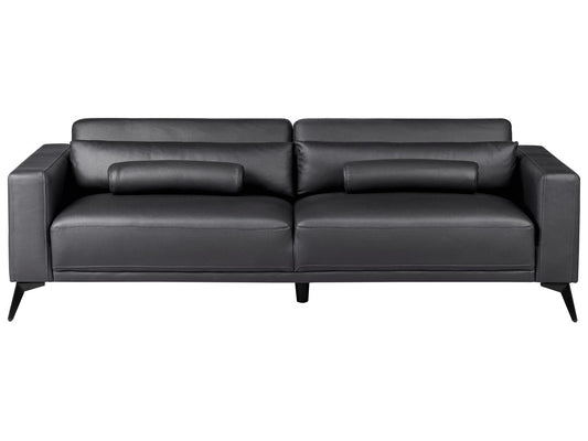 3 Seater Faux Leather Sofa Black ANGE