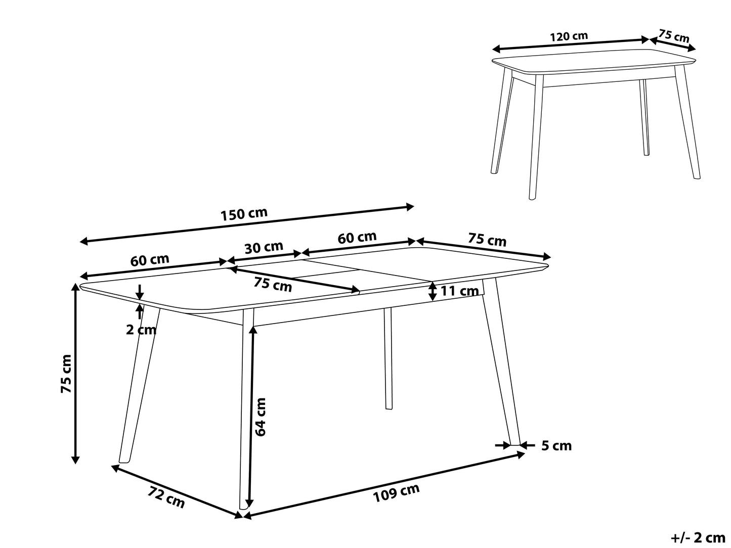 Extending Dining Table 120/150 x 75 cm Light Wood MADOX