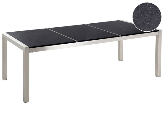 Granite Garden Table Triple Plate Top 220 x 100 cm Black GROSSETO