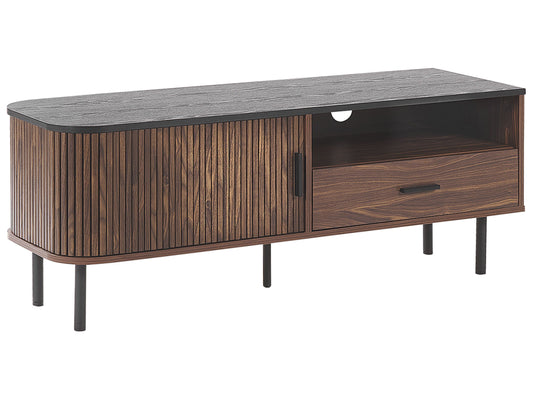 TV Stand Dark Wood with Black JOSE