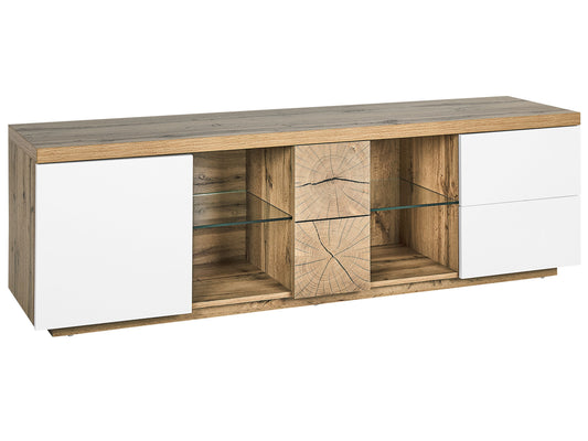 TV Stand Light Wood and White FARADA