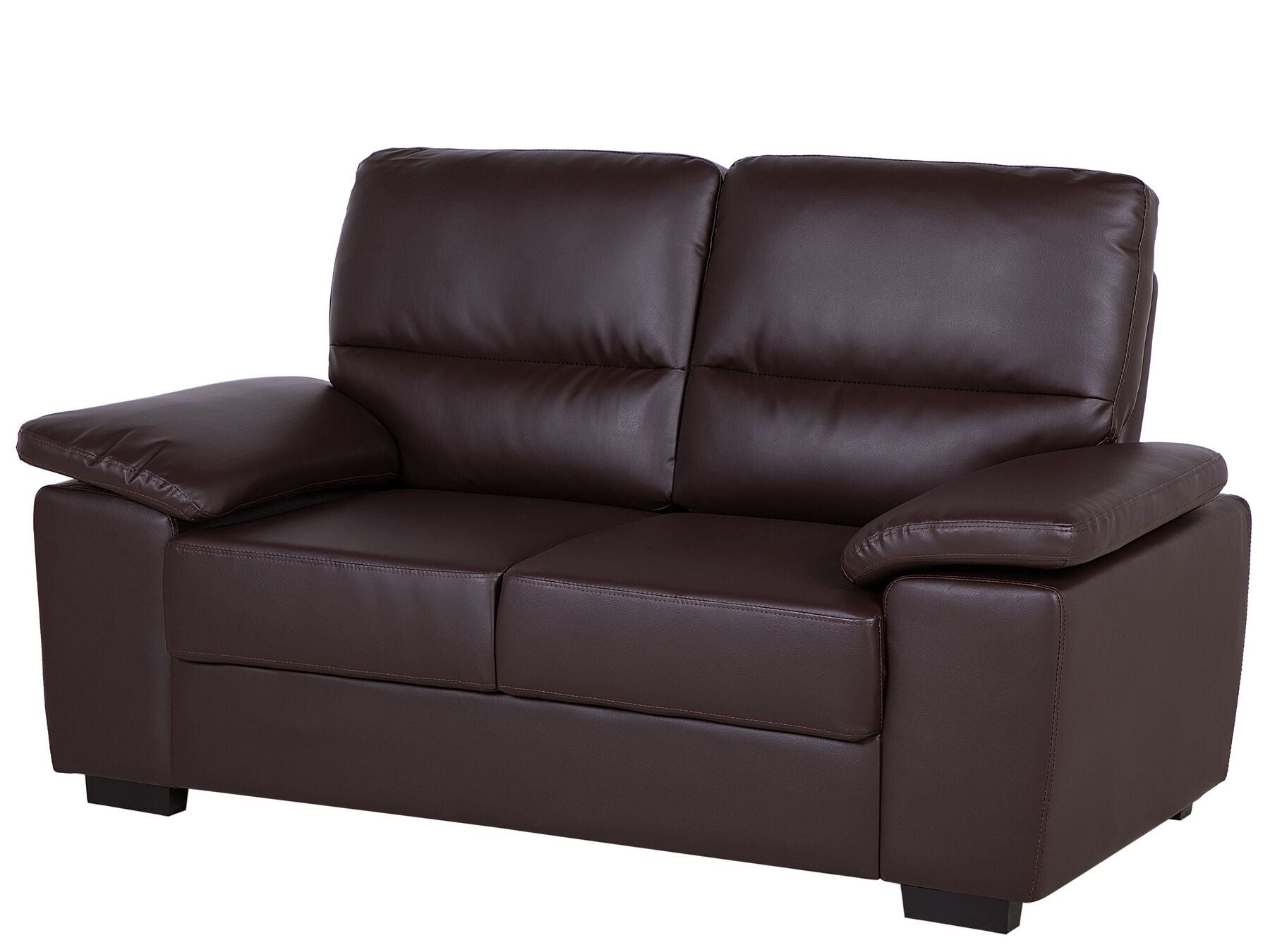 2 seater faux leather sofa brown vogar