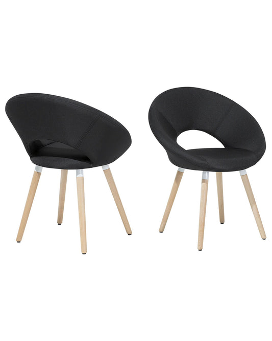 Set of 2 Fabric Dining Chairs Black ROSLYN