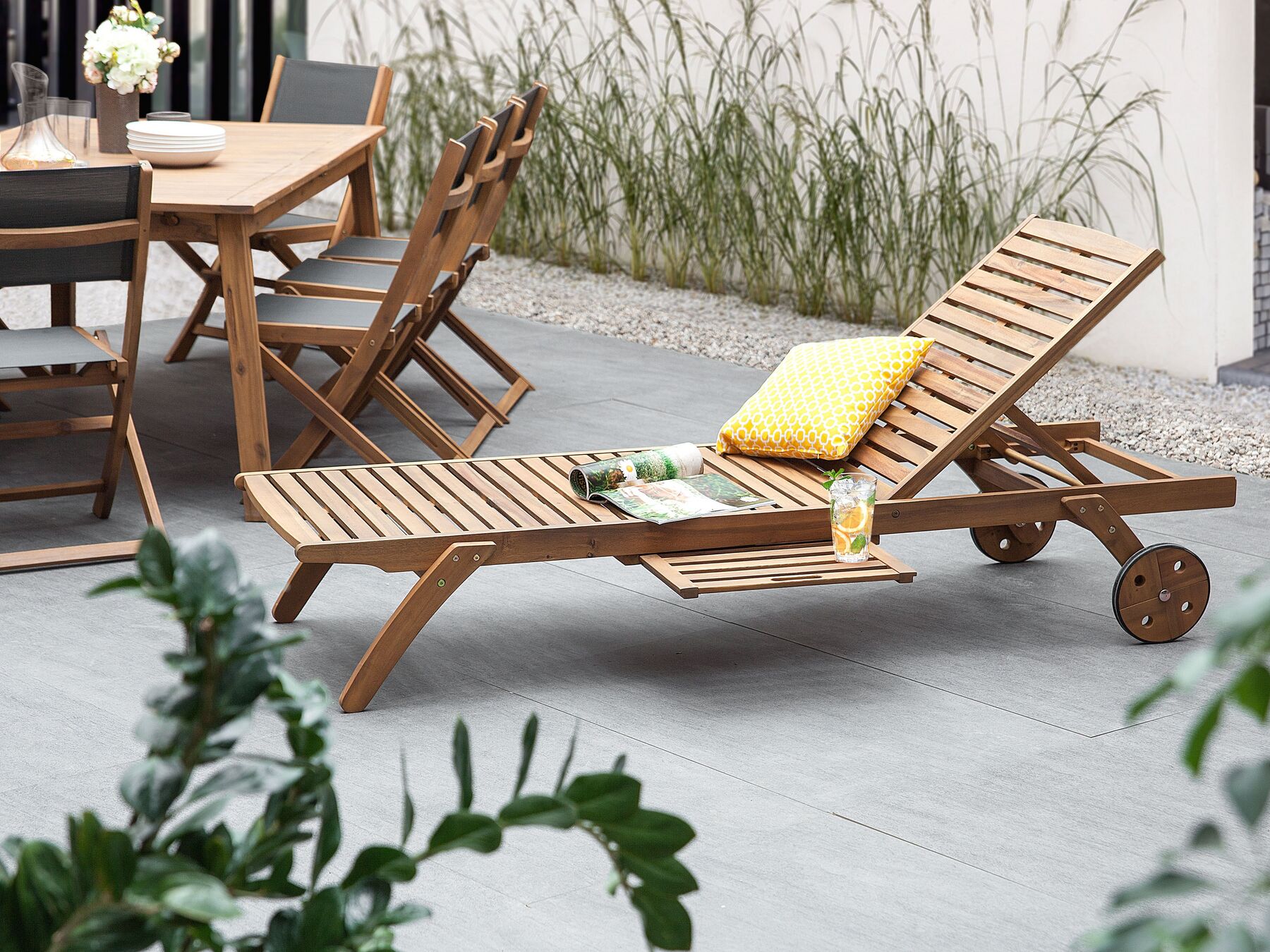 Wooden Reclining Sun Lounger CESANA