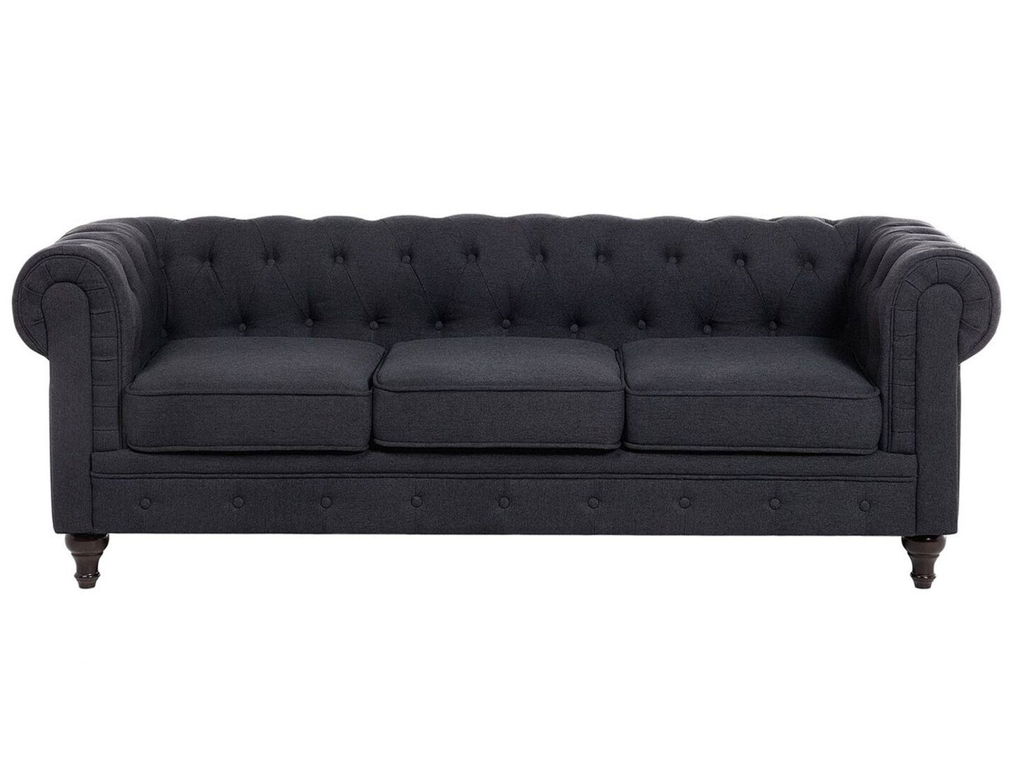 3 seater fabric sofa graphite grey chesterfield