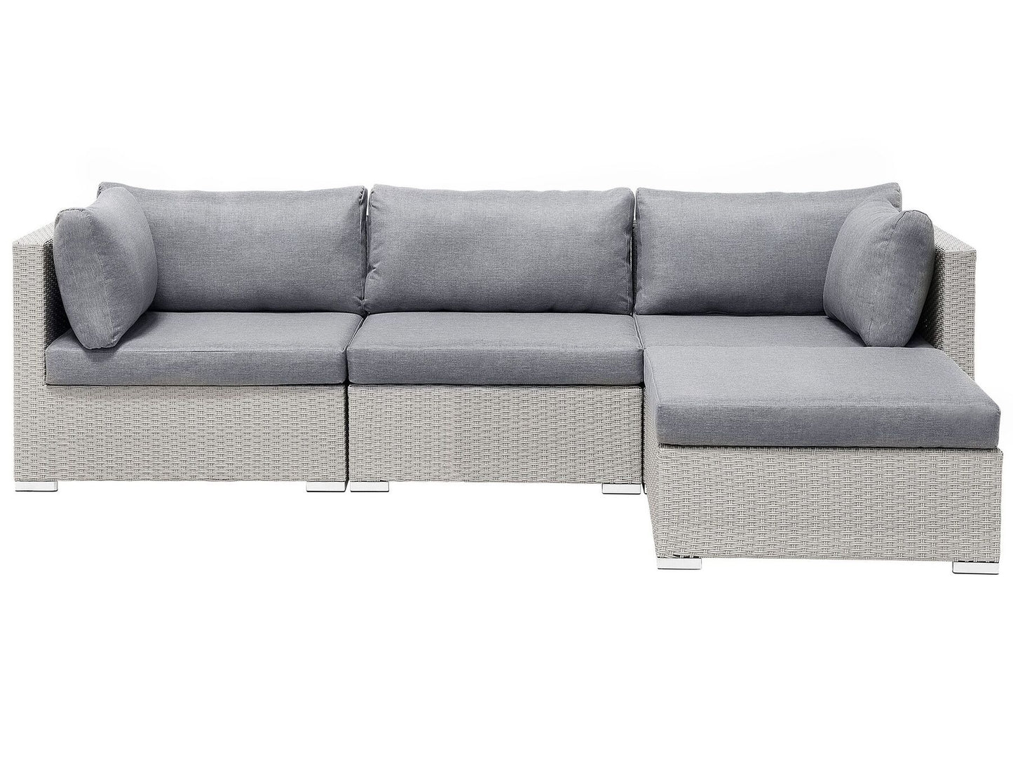 lounge set sano pe rattan light grey left hand 4 seater