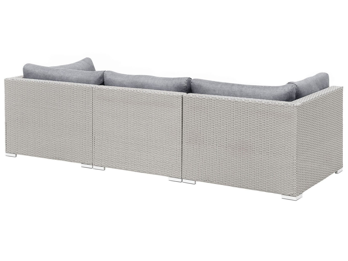 lounge set sano pe rattan light grey left hand 4 seater
