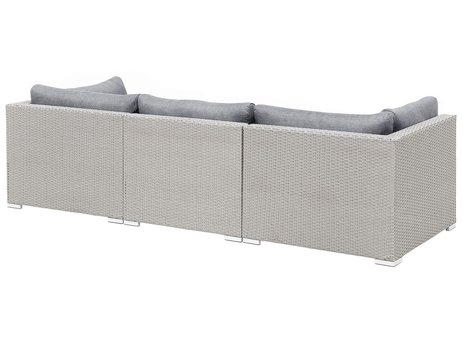 lounge set sano pe rattan light grey left hand 4 seater