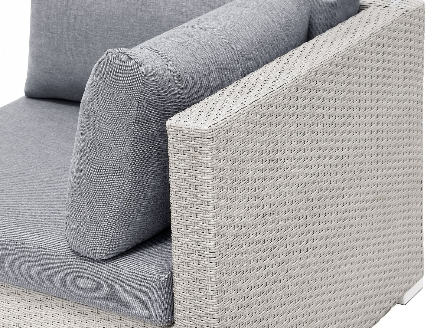 lounge set sano pe rattan light grey left hand 4 seater