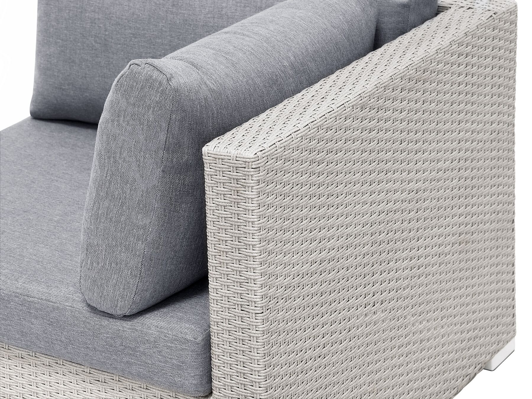 lounge set sano pe rattan light grey left hand 4 seater