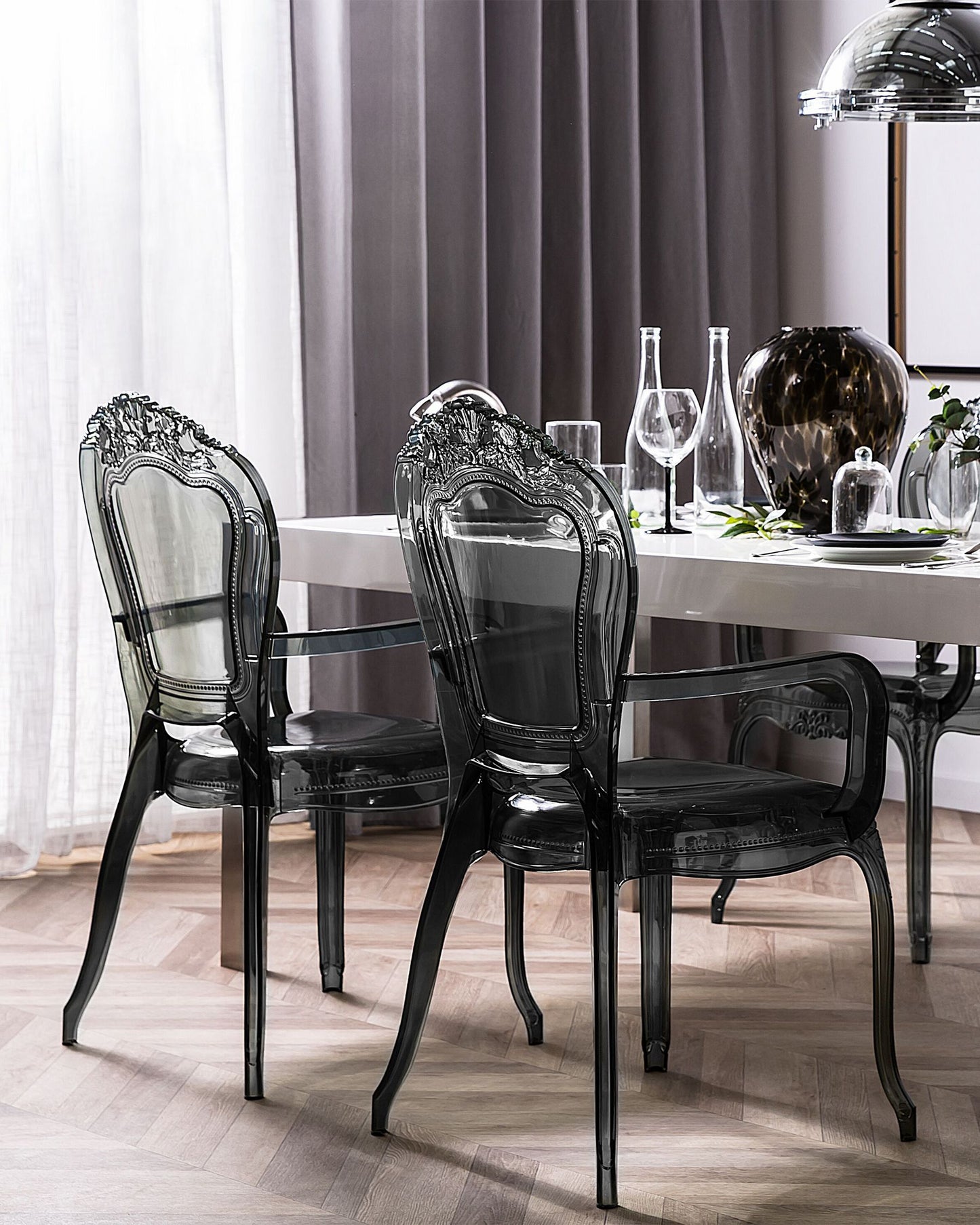 Set Of 2 Accent Chairs Acrylic Transparent Black Vermont Ii