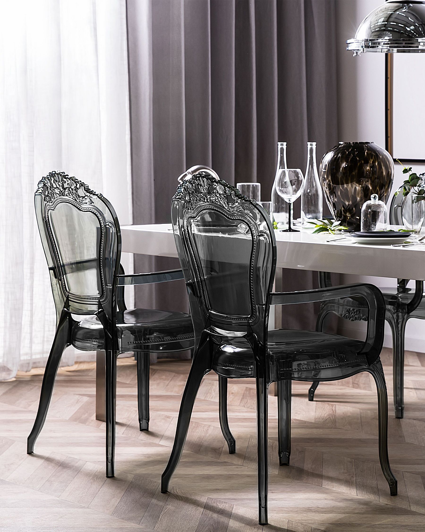 Set Of 2 Accent Chairs Acrylic Transparent Black Vermont Ii