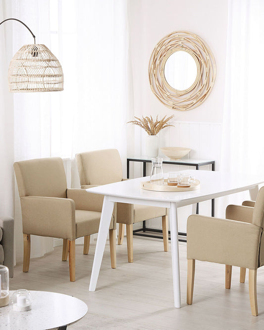 Fabric Dining Chair Beige ROCKEFELLER