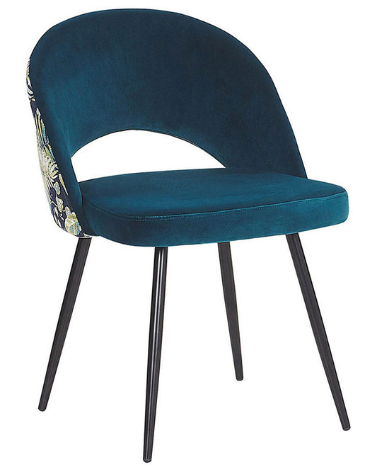 Set of 2 Dining Chairs VIVIAN Velvet Sea Blue