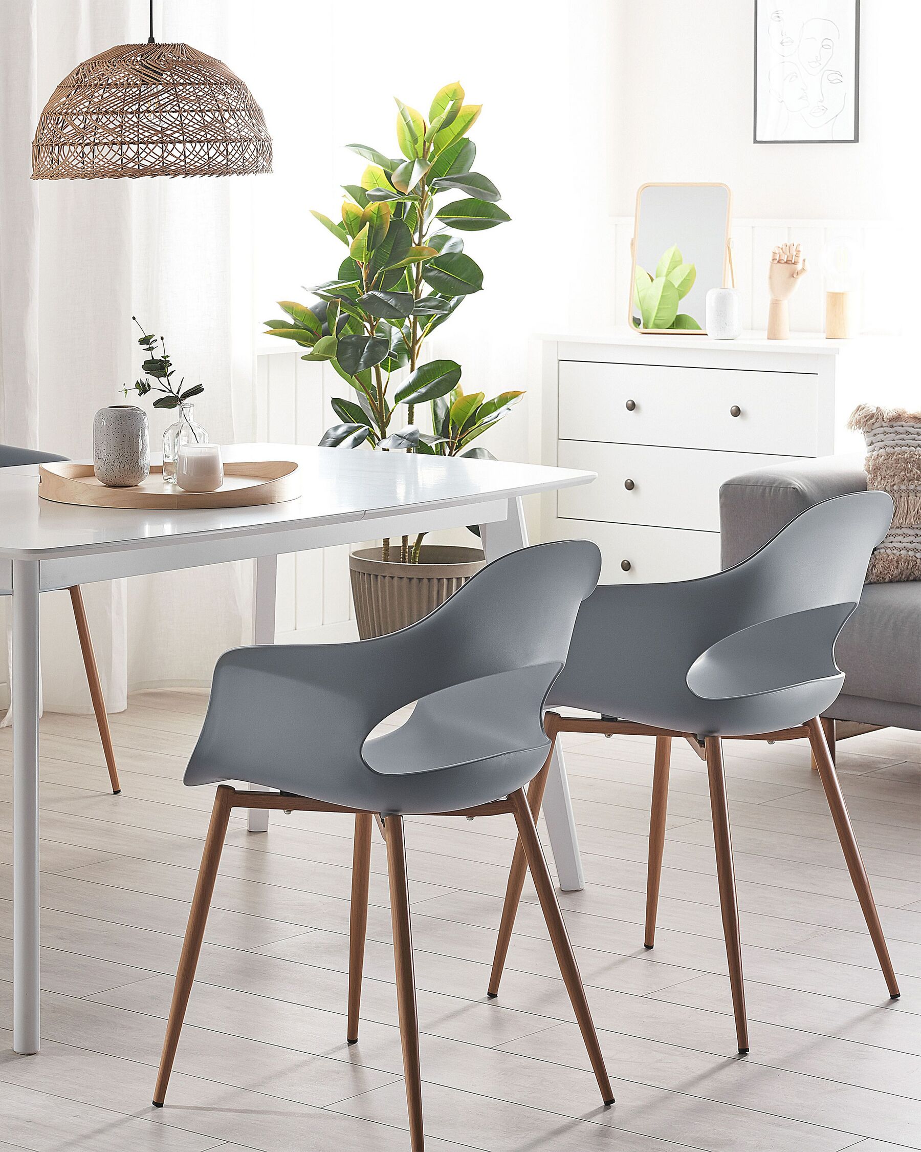 Set Of 2 Dining Chairs Grey Utica