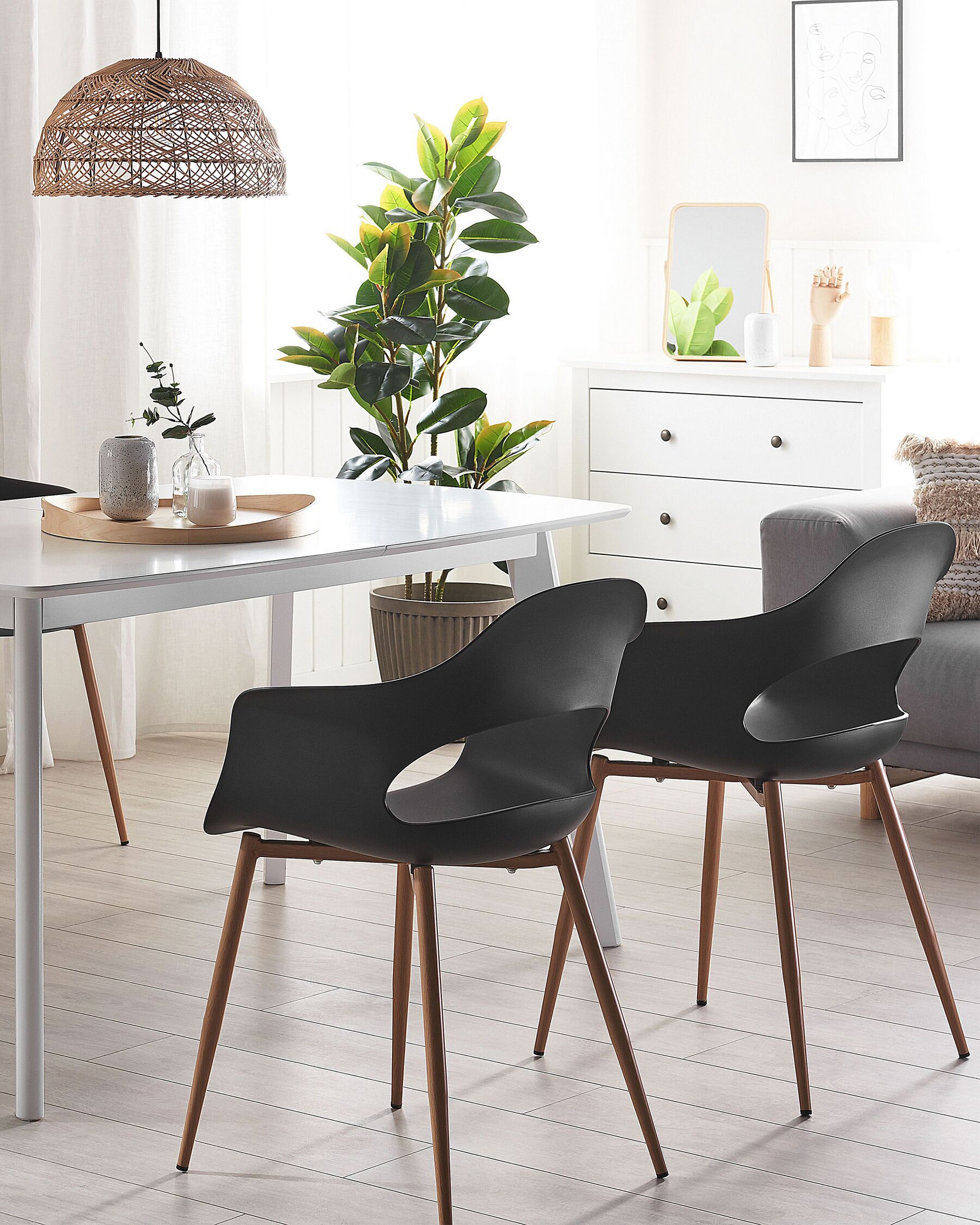 Set Of 2 Dining Chairs Black Utica