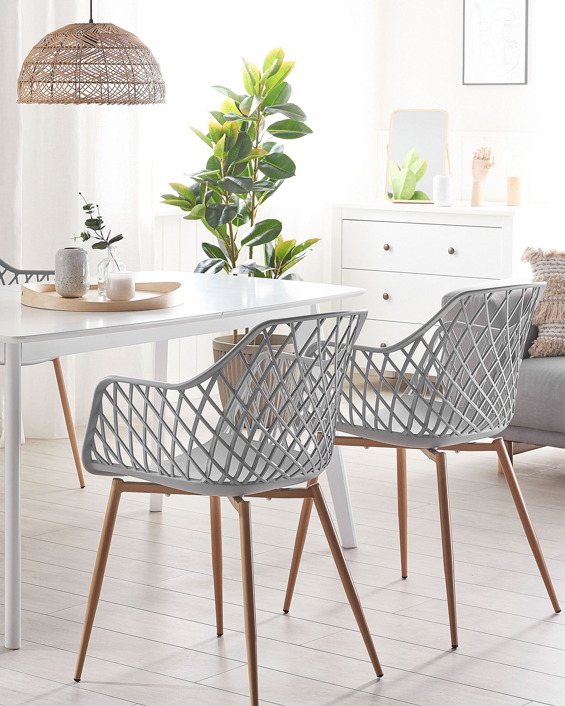 Set Of 2 Dining Chairs Grey Nashua