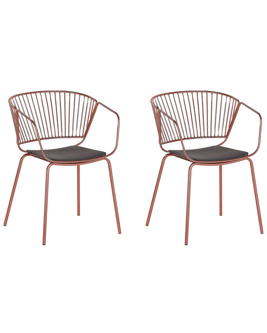 Set of 2 Metal Dining Chairs Copper RIGBY