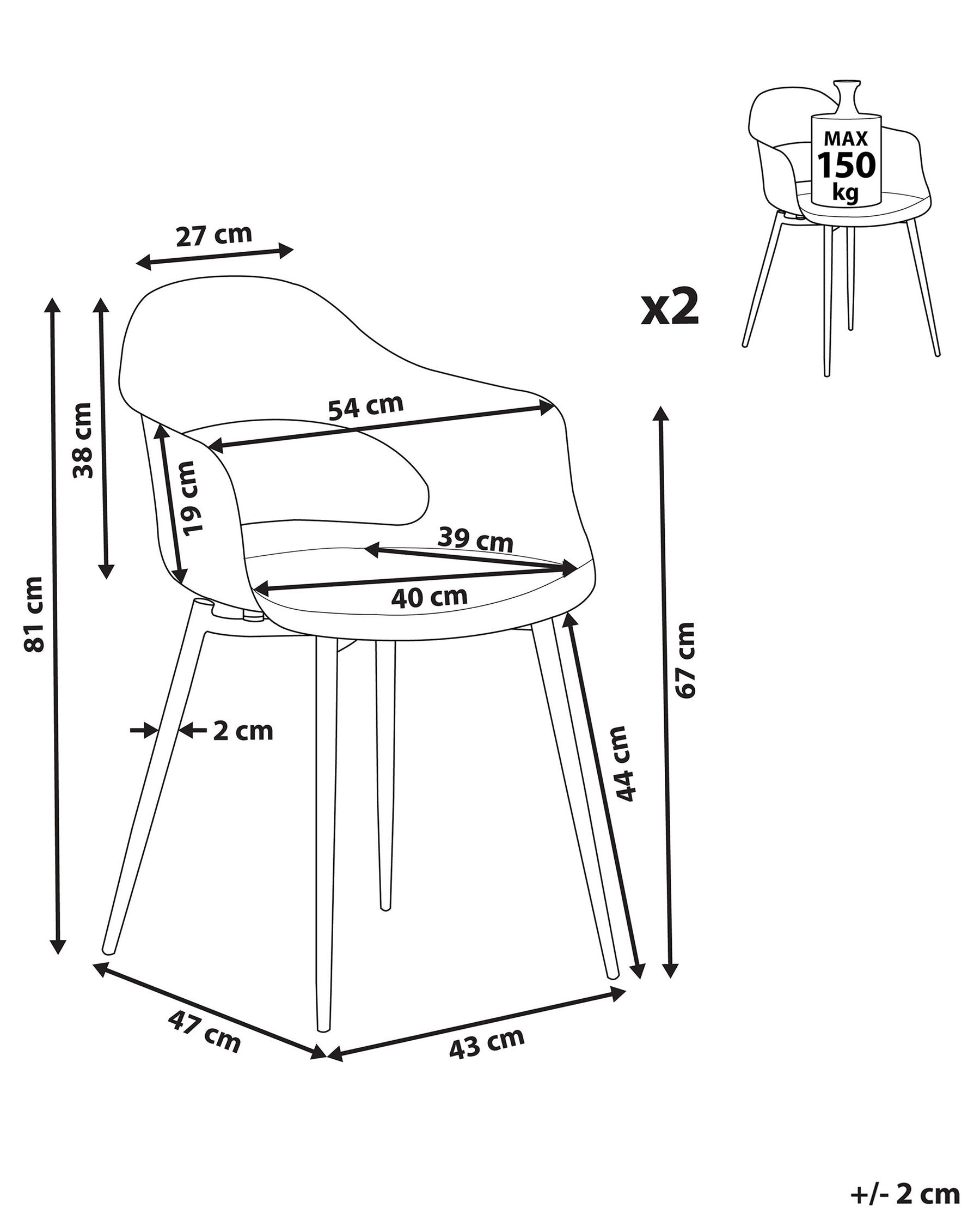 Set Of 2 Dining Chairs White Utica