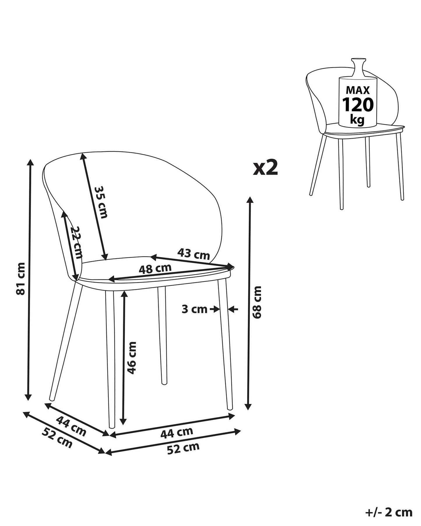 Set Of 2 Dining Chairs White Blaykee