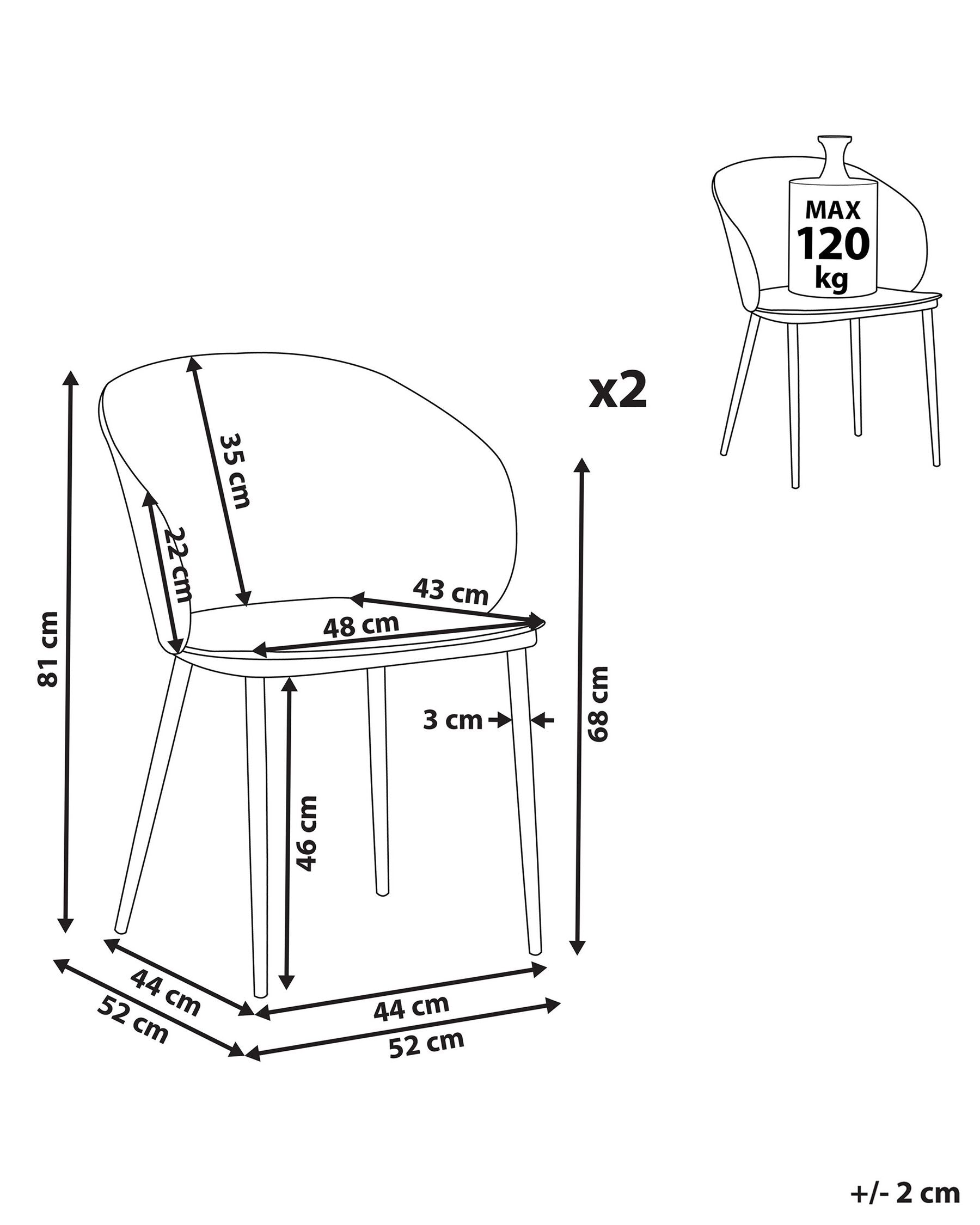 Set Of 2 Dining Chairs White Blaykee
