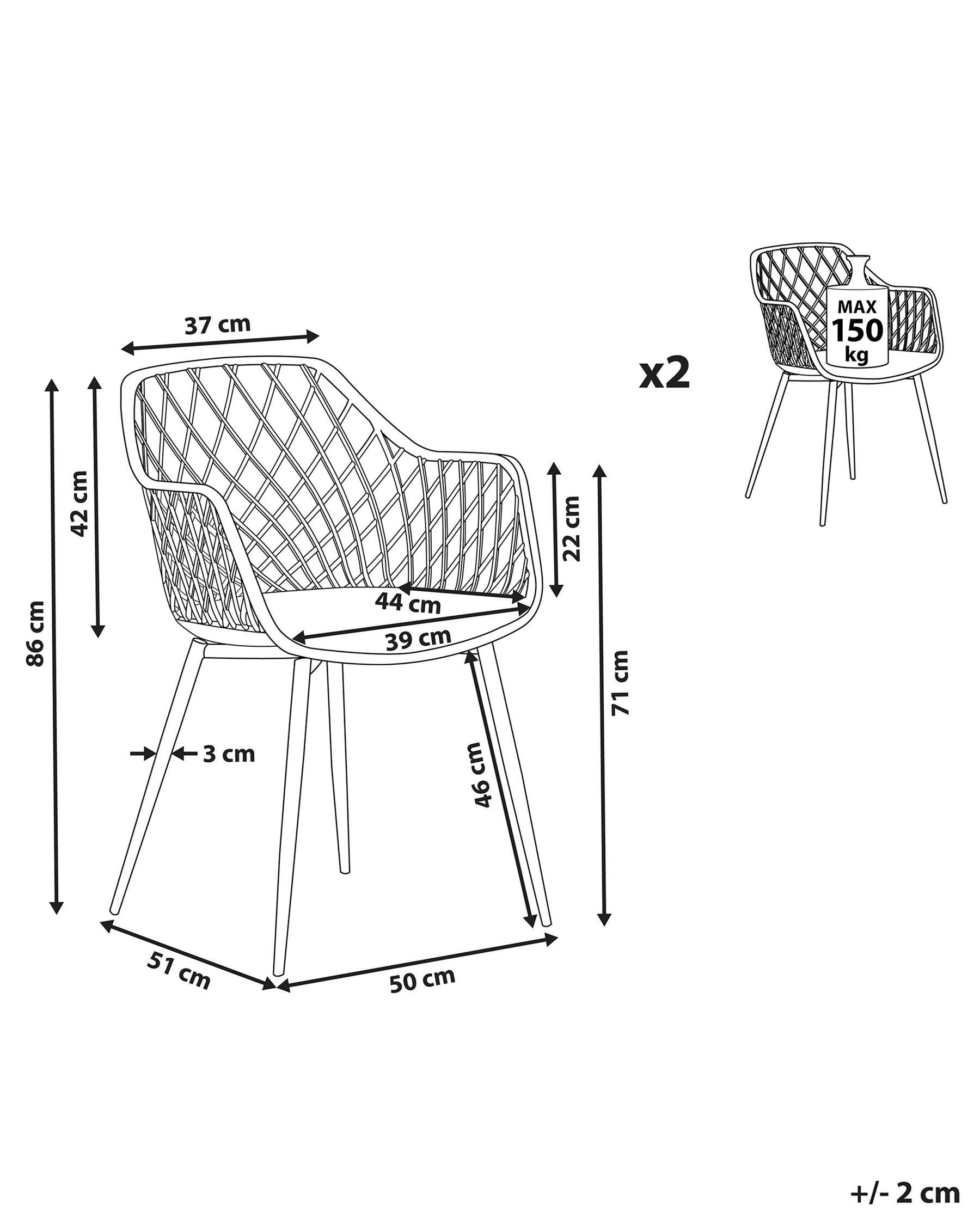Set Of 2 Dining Chairs Grey Nashua