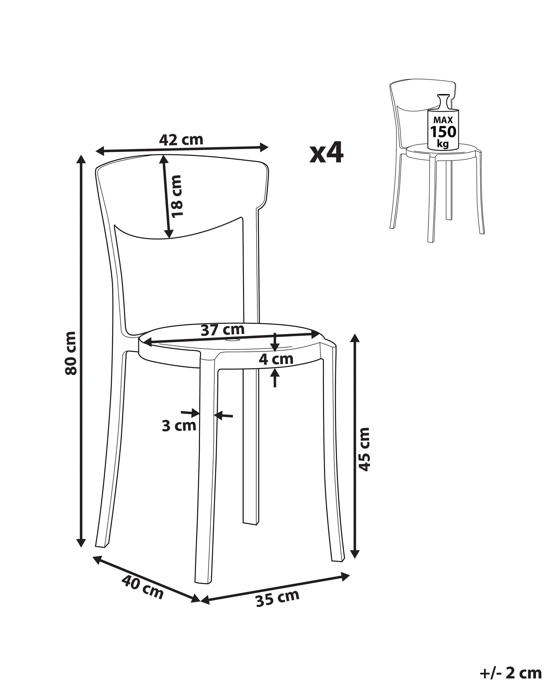Set Of 4 Dining Chairs Black Vieste