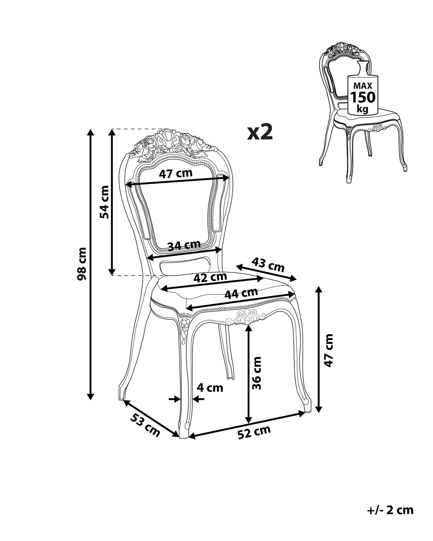 Set Of 2 Accent Chairs Acrylic Transparent Black Vermont Ii