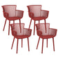 Set Of 4 Plastic Dining Chairs Red Pesaro