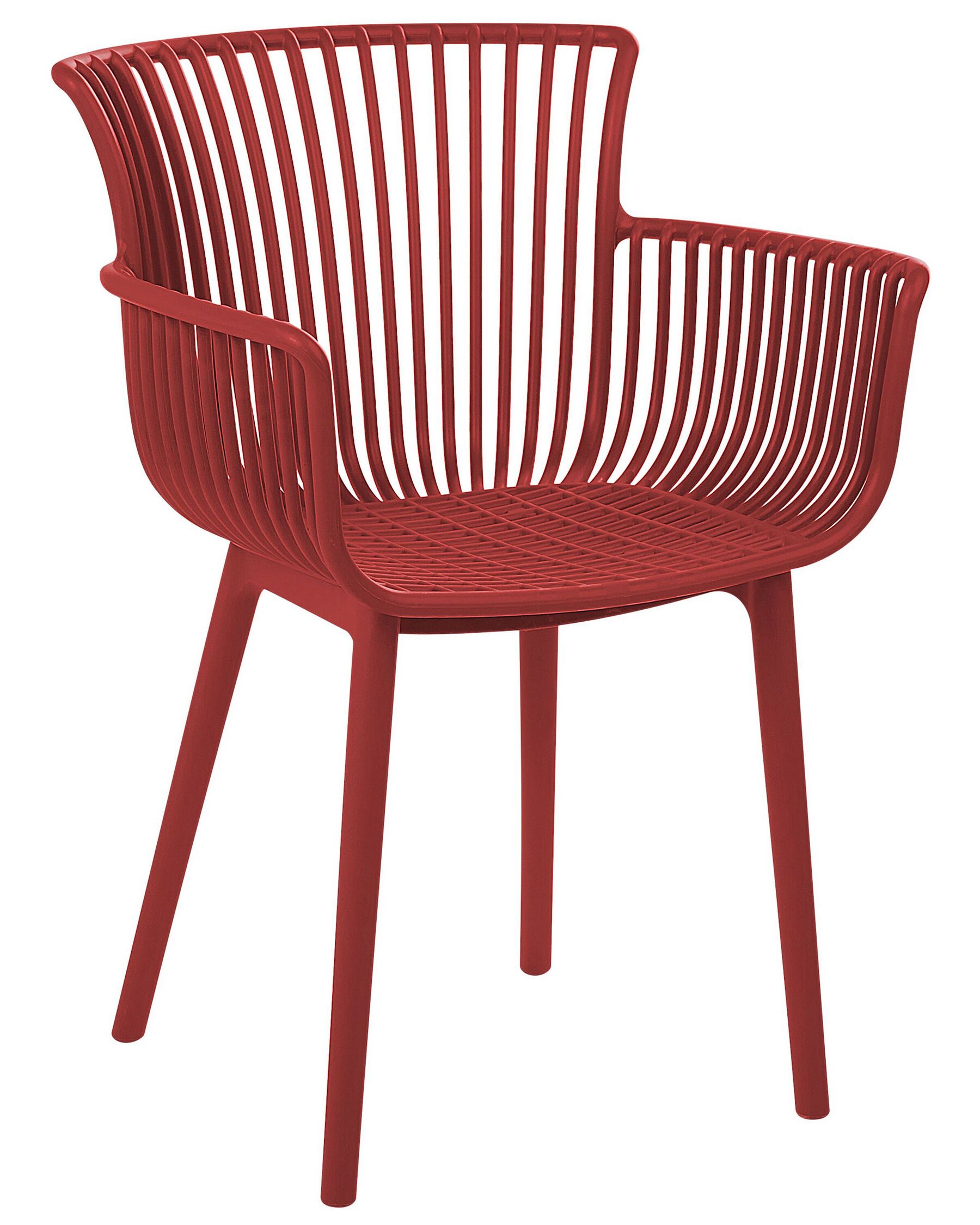 Set Of 4 Plastic Dining Chairs Red Pesaro