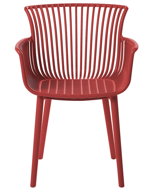 Set Of 4 Plastic Dining Chairs Red Pesaro