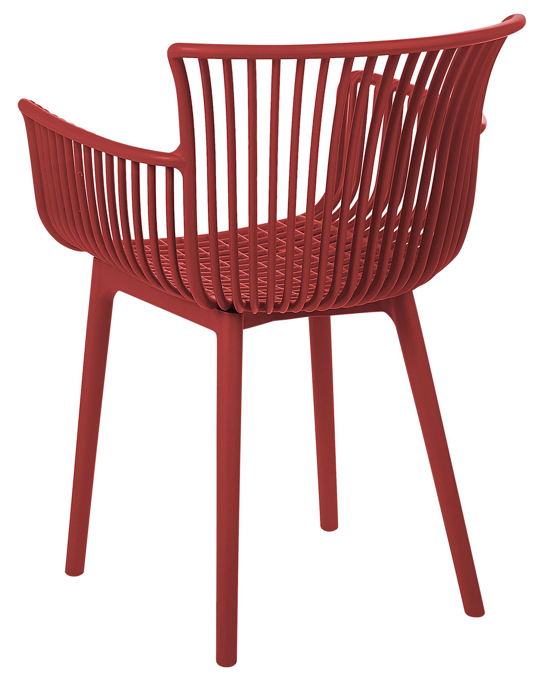 Set Of 4 Plastic Dining Chairs Red Pesaro