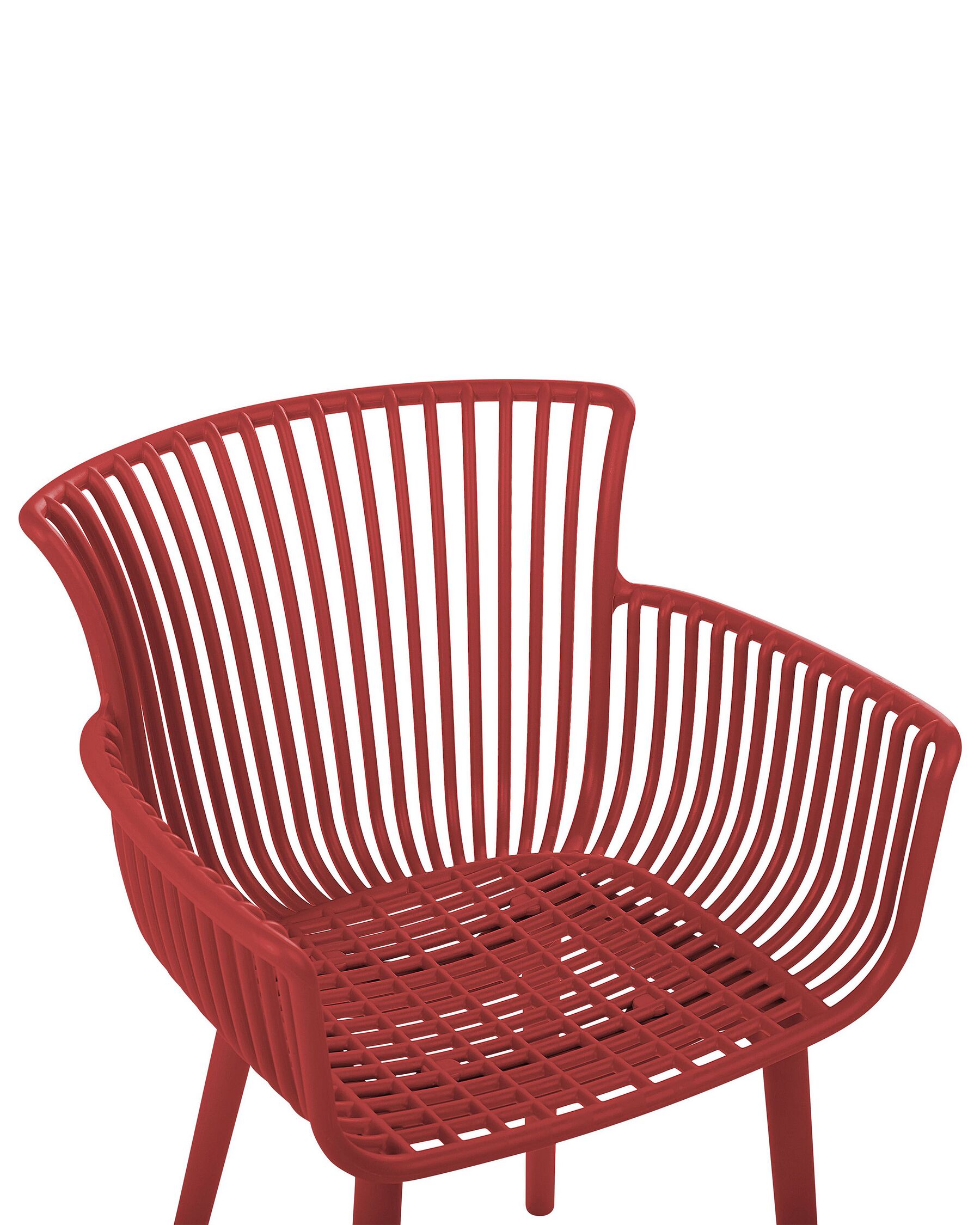 Set Of 4 Plastic Dining Chairs Red Pesaro