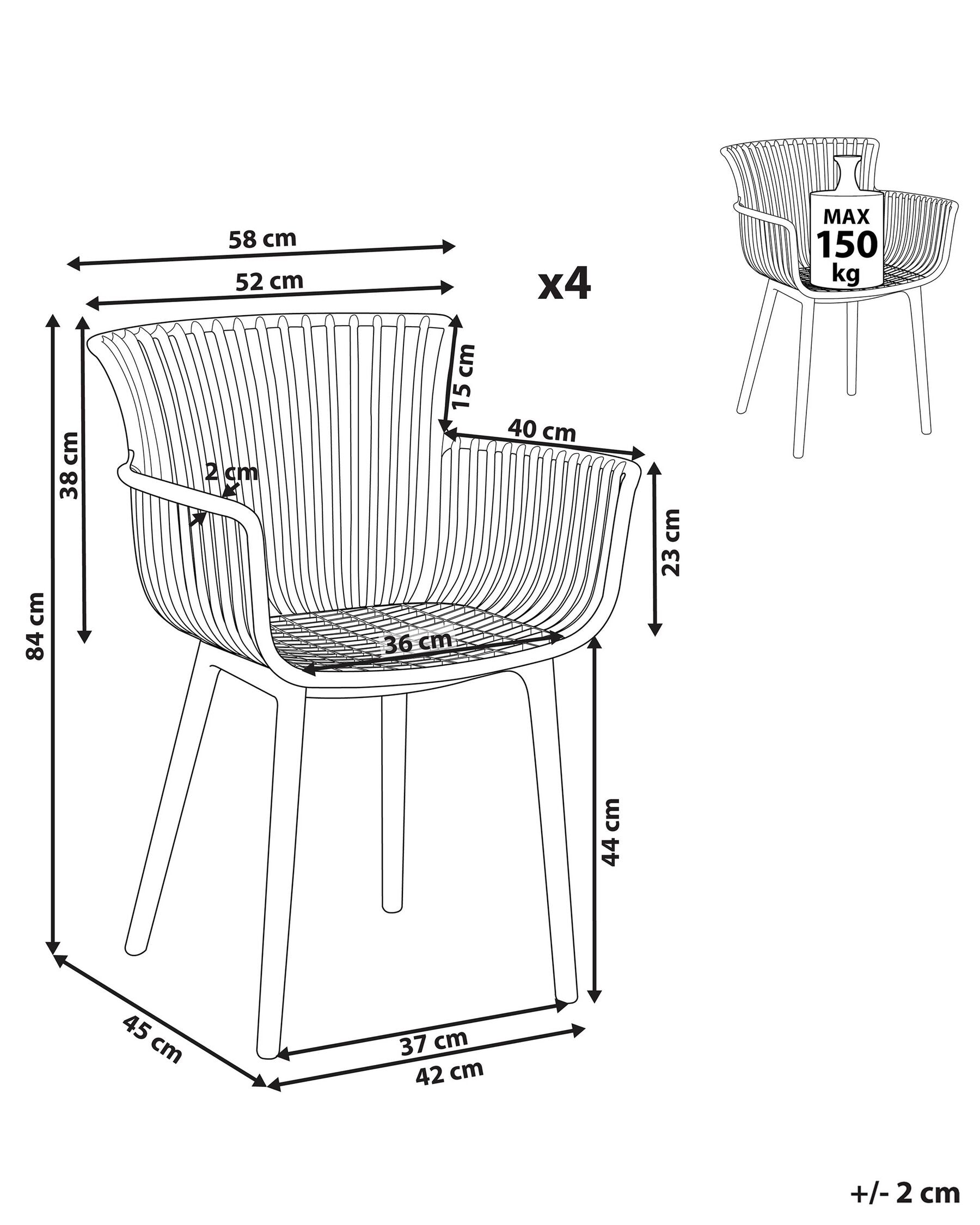 Set Of 4 Plastic Dining Chairs Red Pesaro
