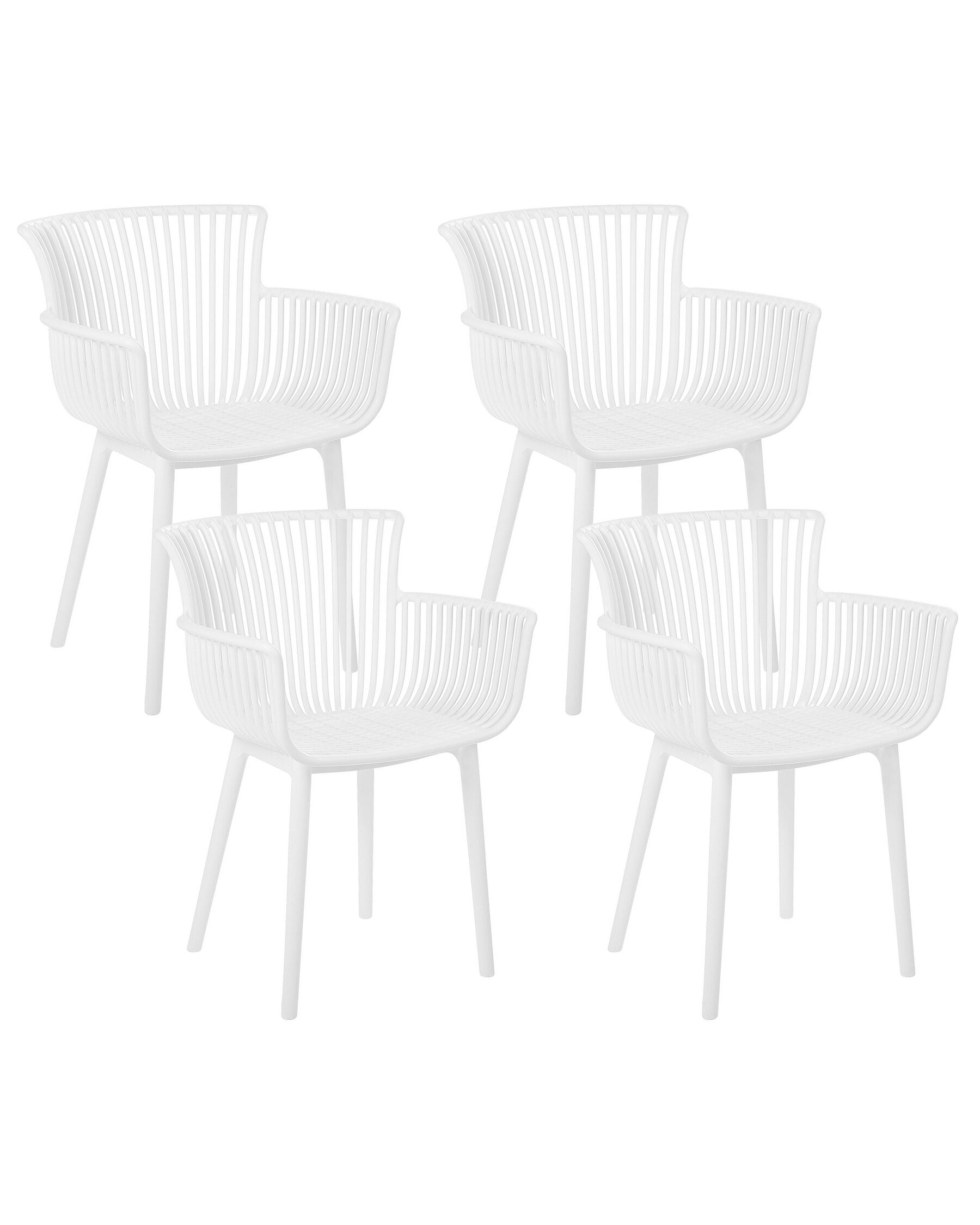 Set Of 4 Plastic Dining Chairs White Pesaro