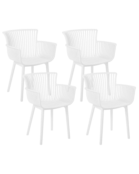 Set Of 4 Plastic Dining Chairs White Pesaro