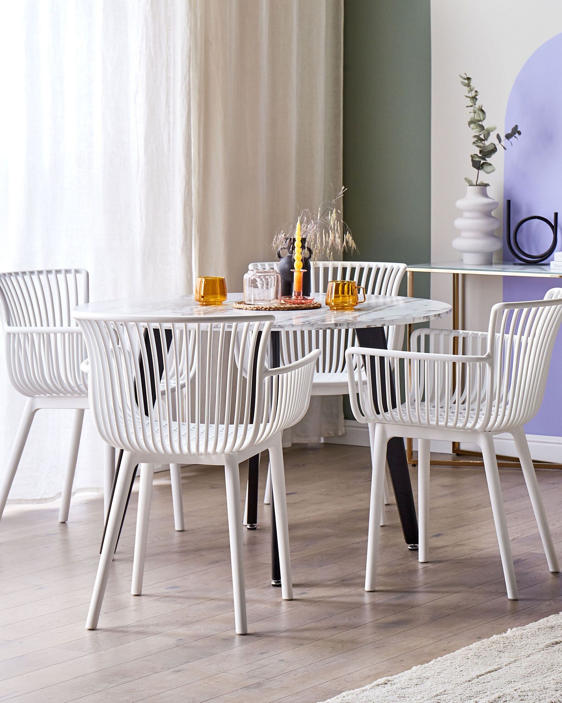 Set Of 4 Plastic Dining Chairs White Pesaro