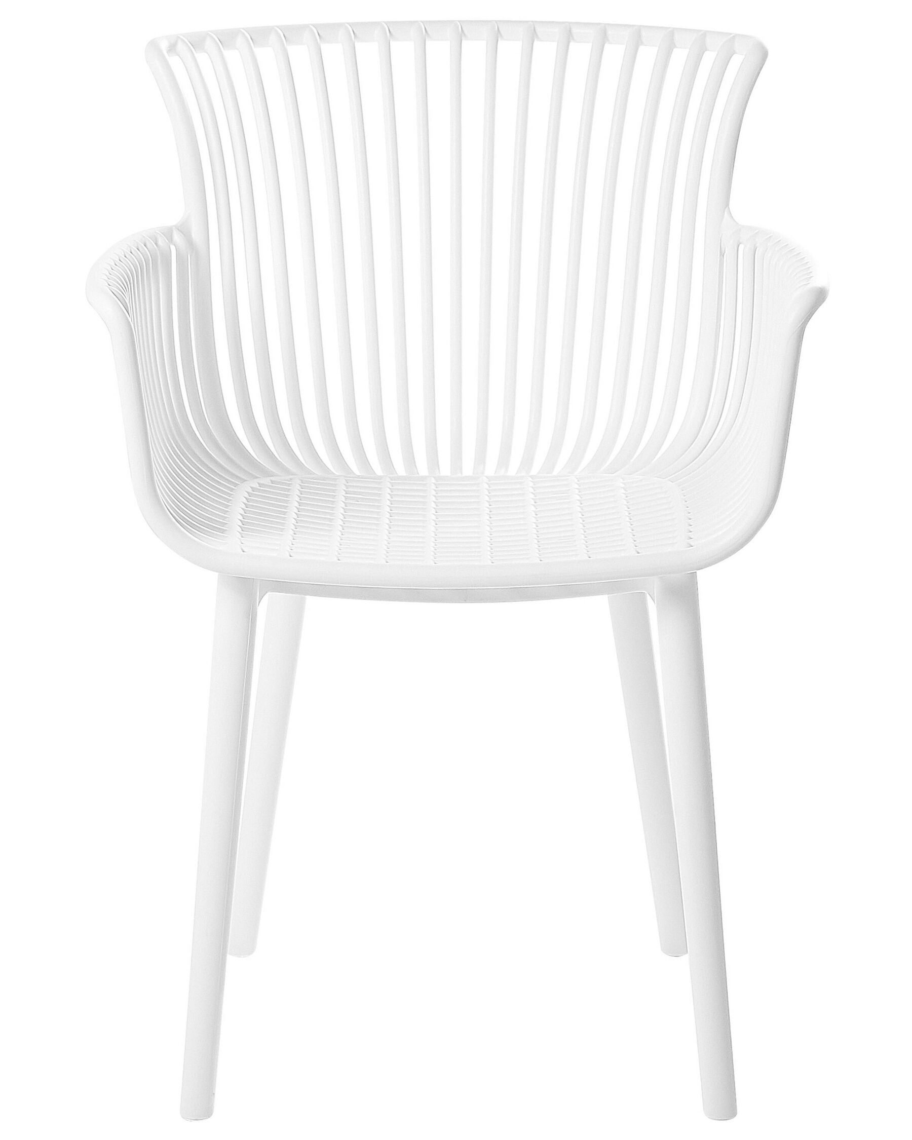 Set Of 4 Plastic Dining Chairs White Pesaro