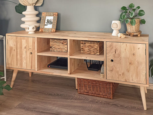 Rubberwood 2 Door TV Stand Light CHANDLER