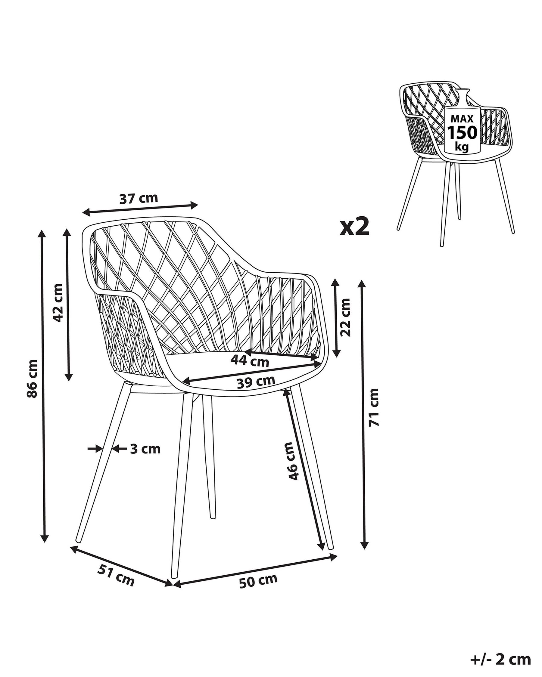 Set Of 2 Dining Chairs White Nashua Ii